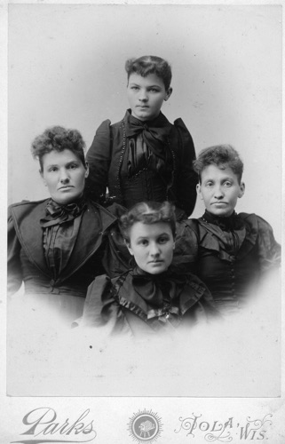 Sisters of Jonas Bestul. Carrie left, Elevine top, Mary, right, Sarah bottom